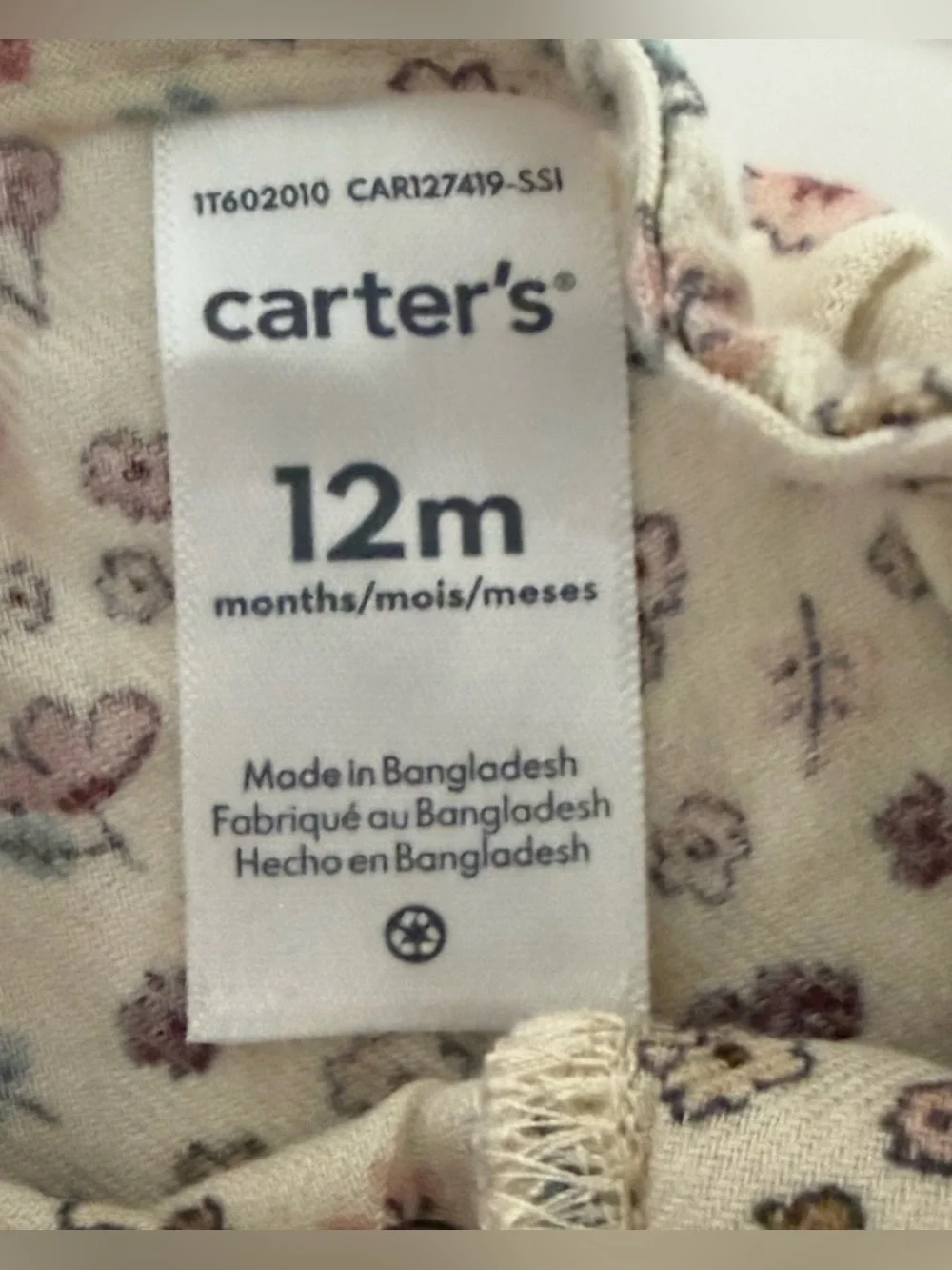 Carter’s Baby Girl 12M 2 outfit Bundle Pink Ballet Hoodie Floral Leggings 4pc